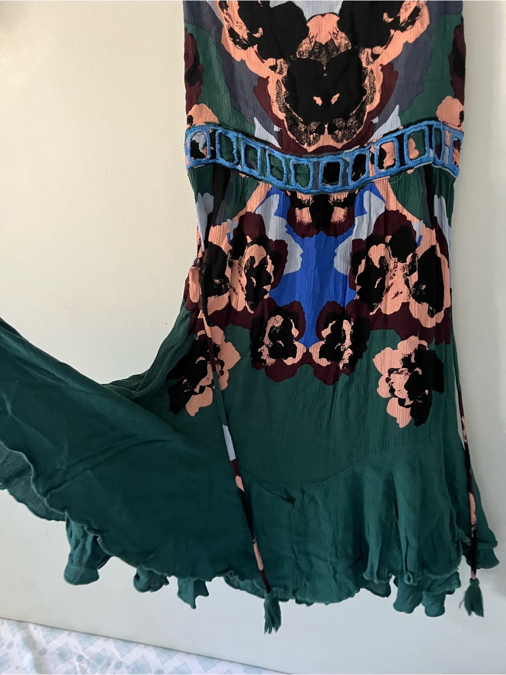 Free People “intimately” Teal Floral sweet lucy slip Mini Dress - Picture 6 of 12